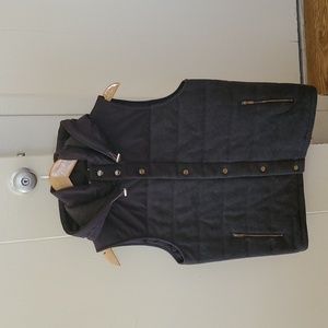 Reiss Christopher - Charcoal Padded Gilet with Hood